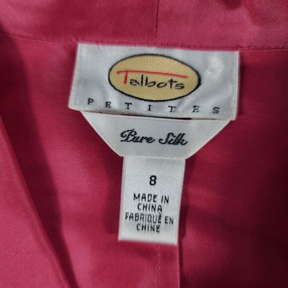 Talbots Pink Silk Ruched Long Sleeve Top Shirt 8 Petite - Picture 4 of 4